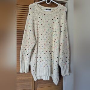 ZARA Beaded White Sweater